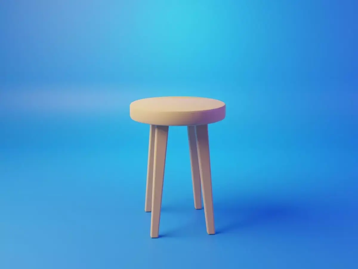 Stool wooden Free low-poly 3D model