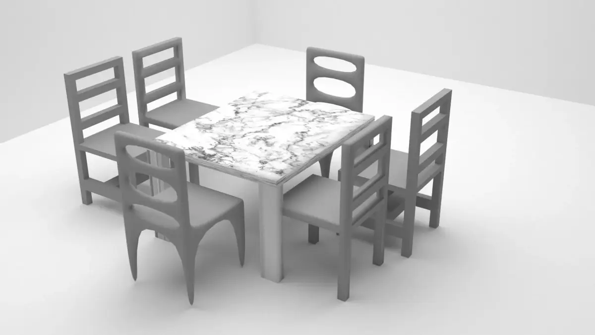 Modern Dining Table Set Free 3D model
