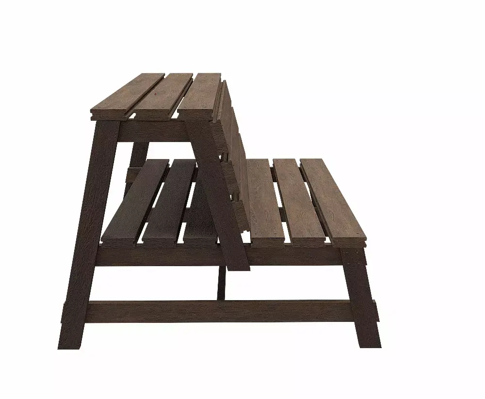 FirePitBench 1 outdoor bench with slats Low-poly 3D model