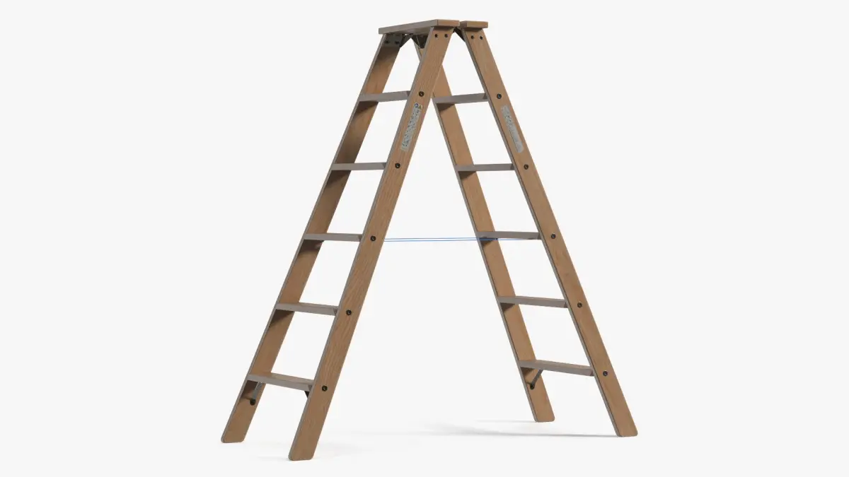 Wooden Step Ladder Open 3D model