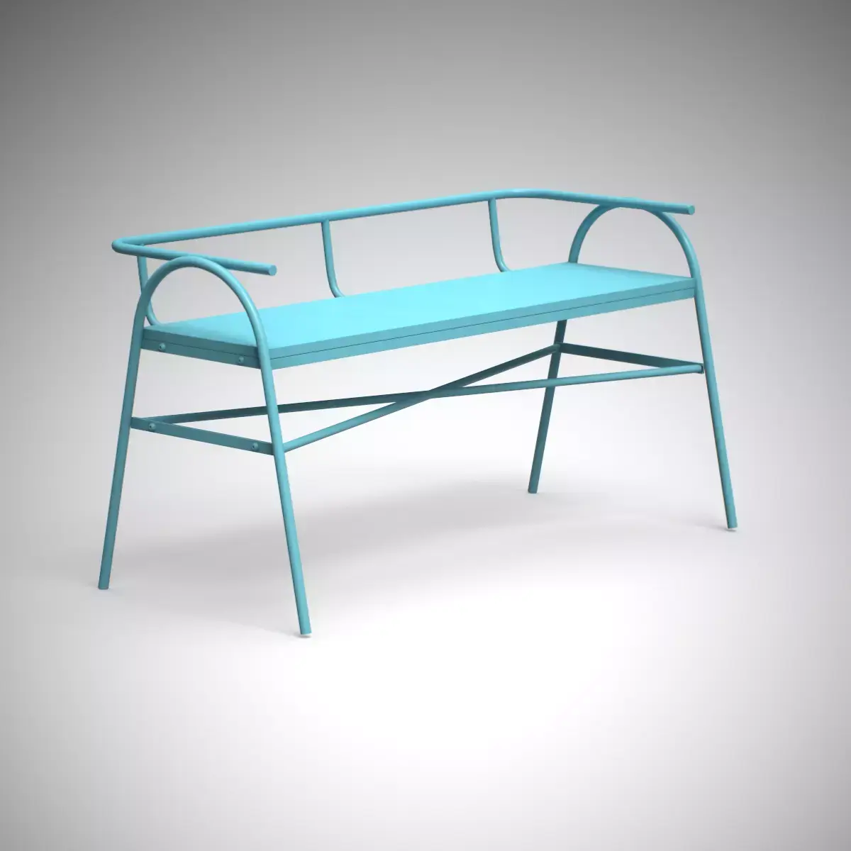 Orpha Metal Settee blue finish Low-poly 3D model