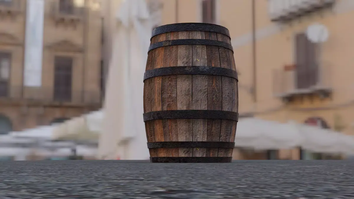 Wooden barrel Low-poly 3D model 38