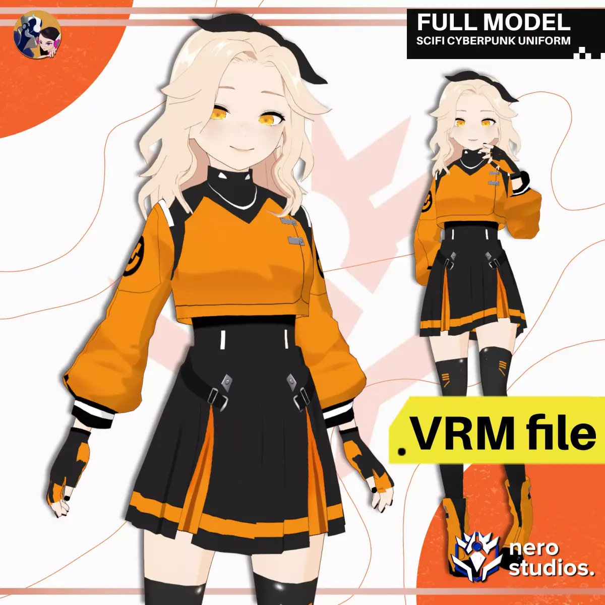 VRM SCIFI CYBERPUNK UNIFORM ORANGE MODERN NEO FUTURITIC 3D model