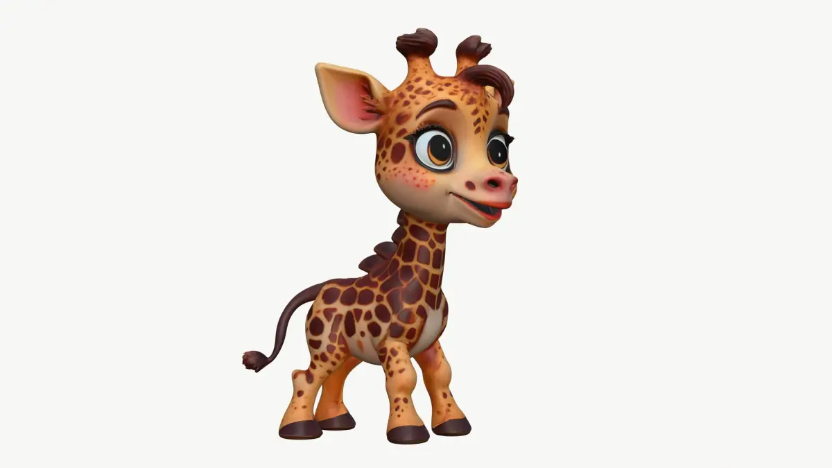 High-Quality Realistic Cute Cartoon Giraffe 3D model
