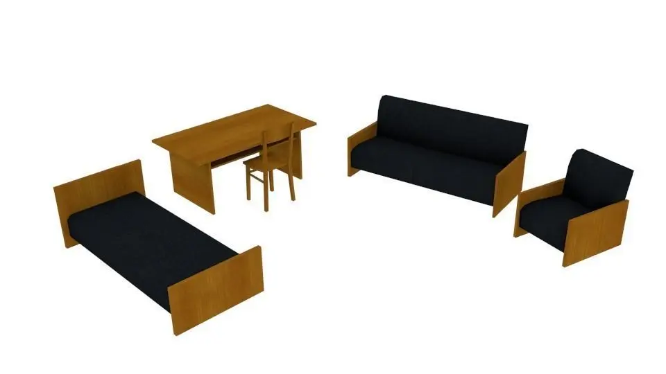 Old furniture set -2 Free low-poly 3D model