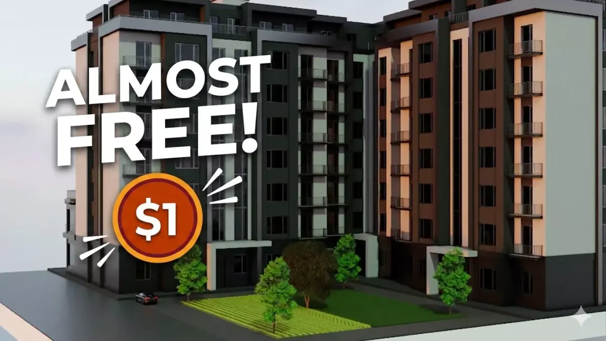 Modern Residential Apartment Complex - L-Shaped Building Free 3D model