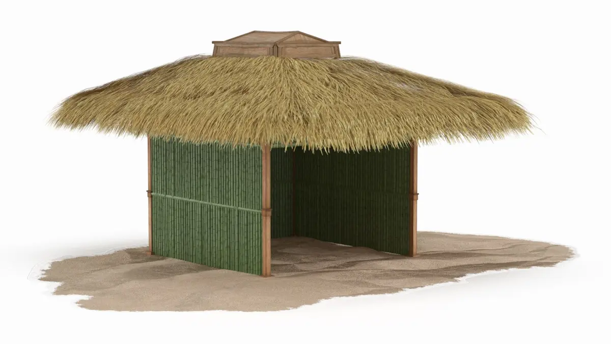 Bamboo Panel Gazebo with Side Walls Green 3D model