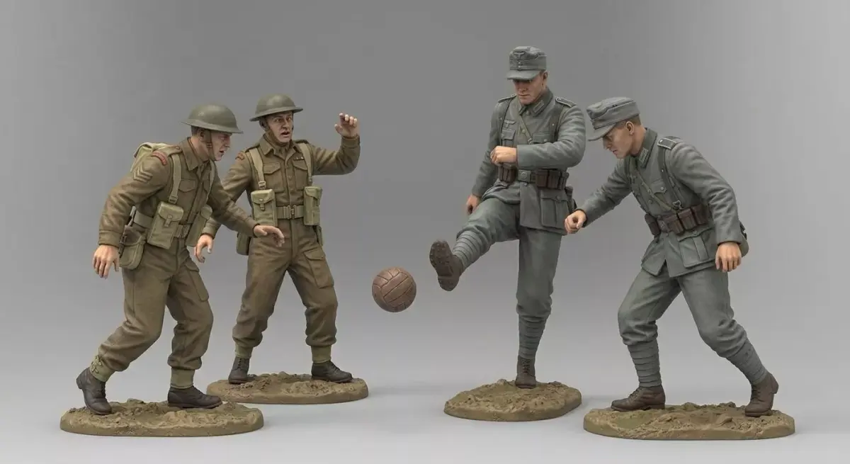 WW2 Soldiers Playing Football Diorama STL Allied vs German 3D print model