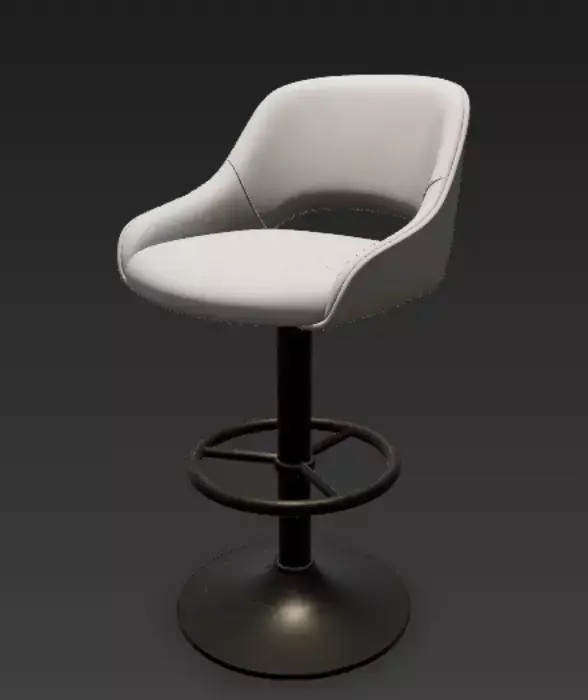 Contemporary Bar Stool Black Metal Base White Cushion 3D Model Free 3D model