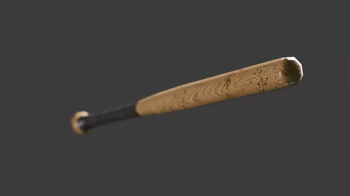 Game-Ready Realistic Wooden Baseball Bat Dirty PBR Low-poly 3D model