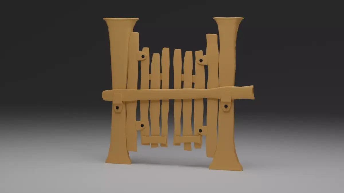 Wooden Fence Door Low-poly 3D model