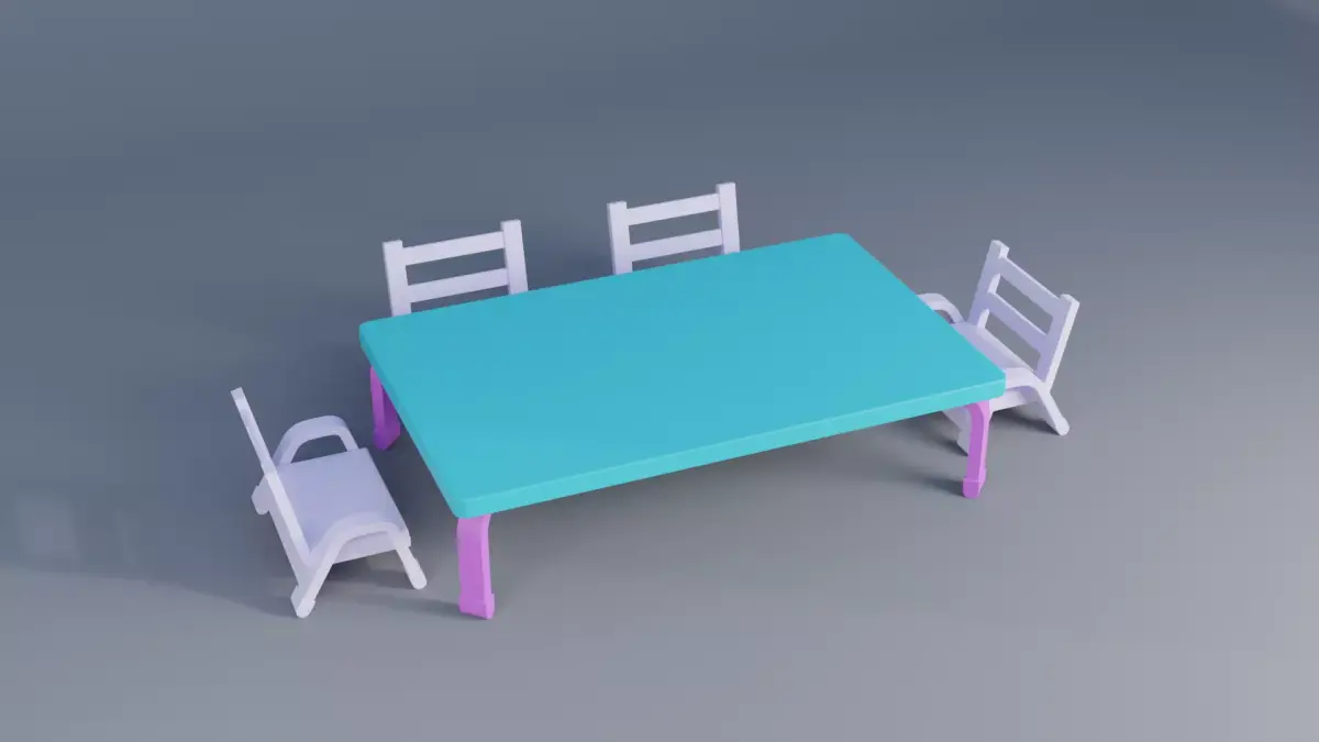 Table and chairs Low-poly 3D model buy