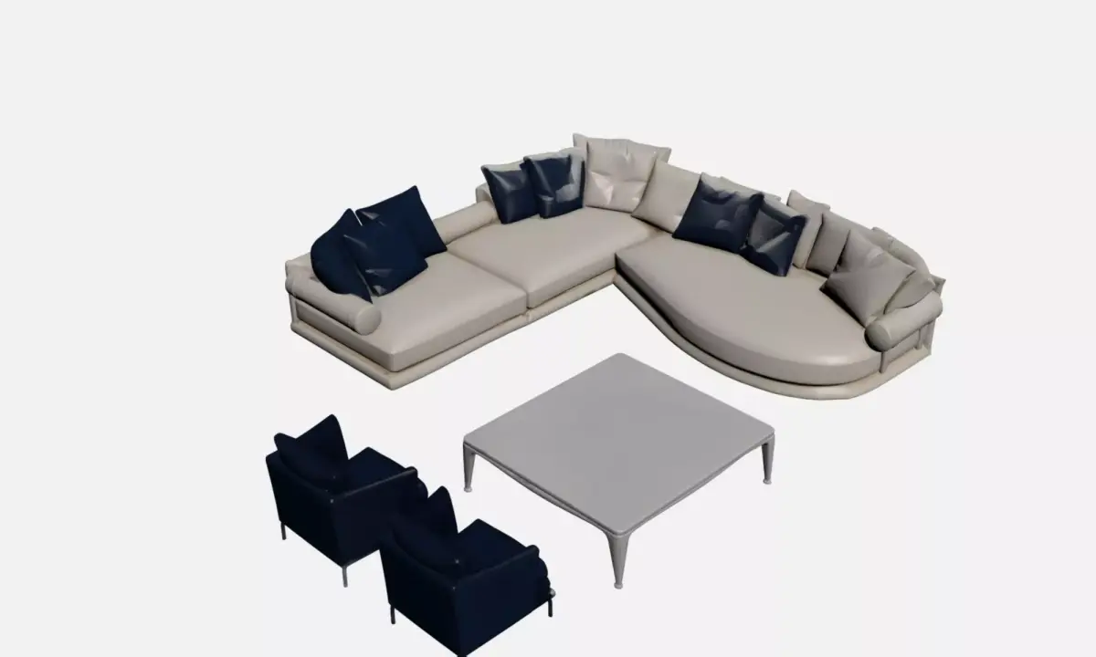Italian concept living room seating 3D model Free 3D model