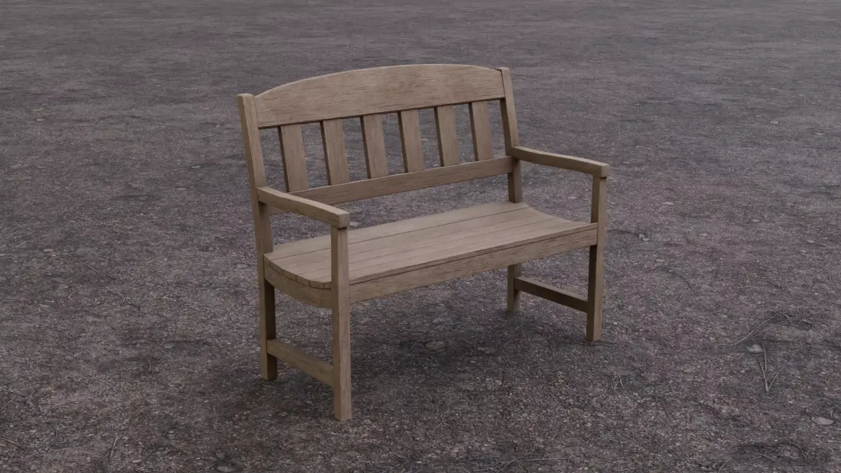 Outdoor Wood Bench 3D model