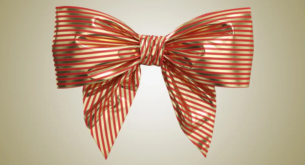 Low Poly Red Gold Bow 06 3D model