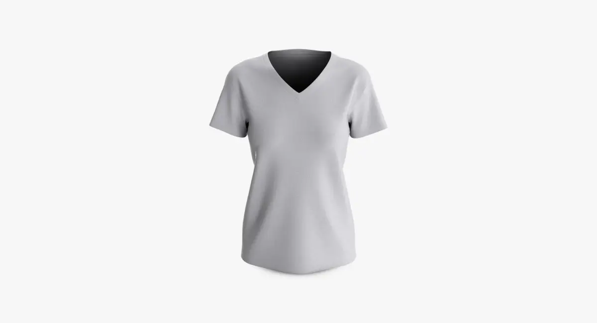 Female T-Shirt Dropped Shoulder Deep V Collar Short Sleeve 3D model