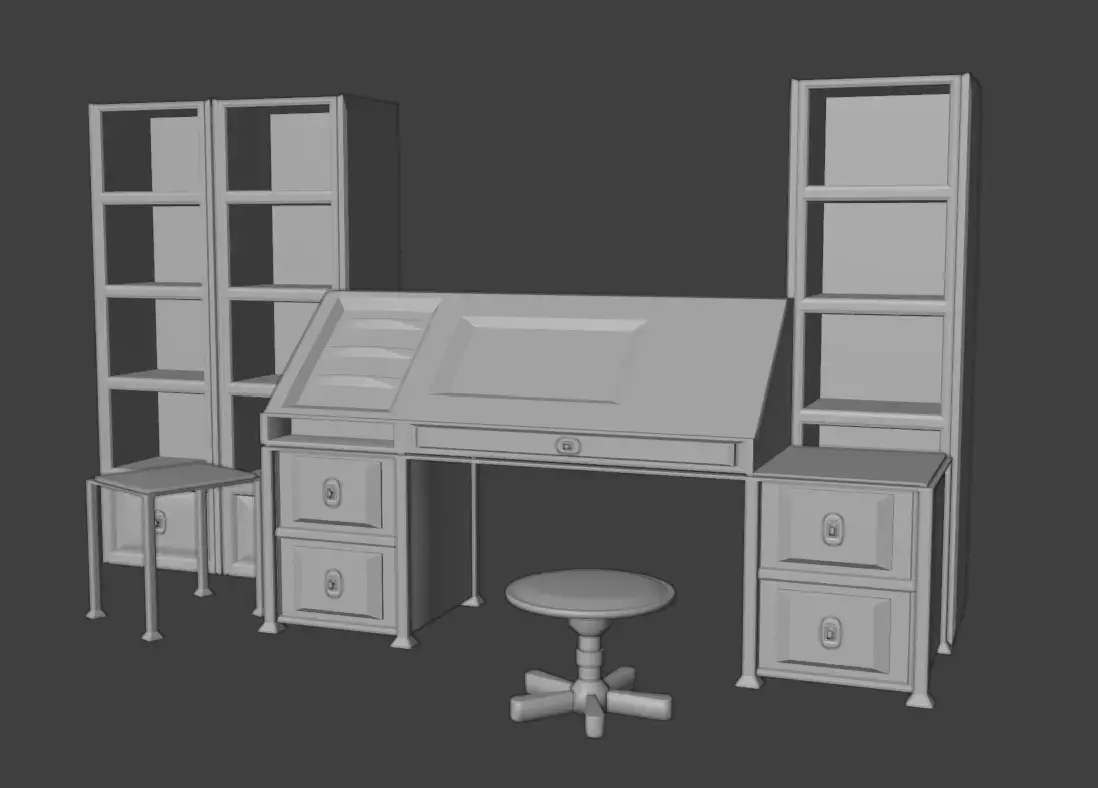 Modern Desk Furniture 3D model
