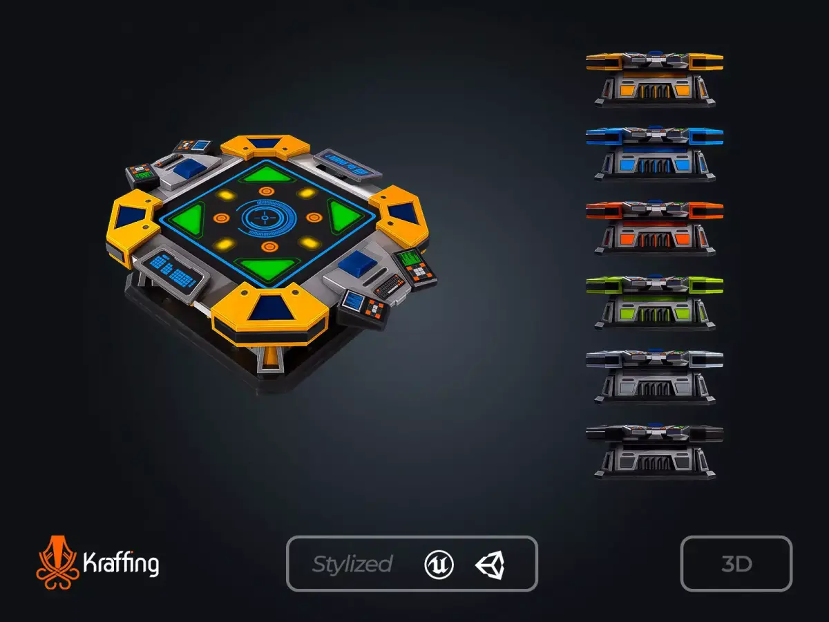 SCI-FI Console V2 Futuristic Control Low-poly 3D model