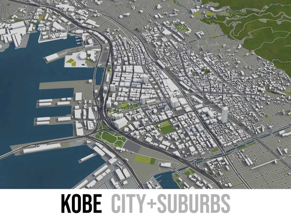 Kobe - city and surroundings 3D model