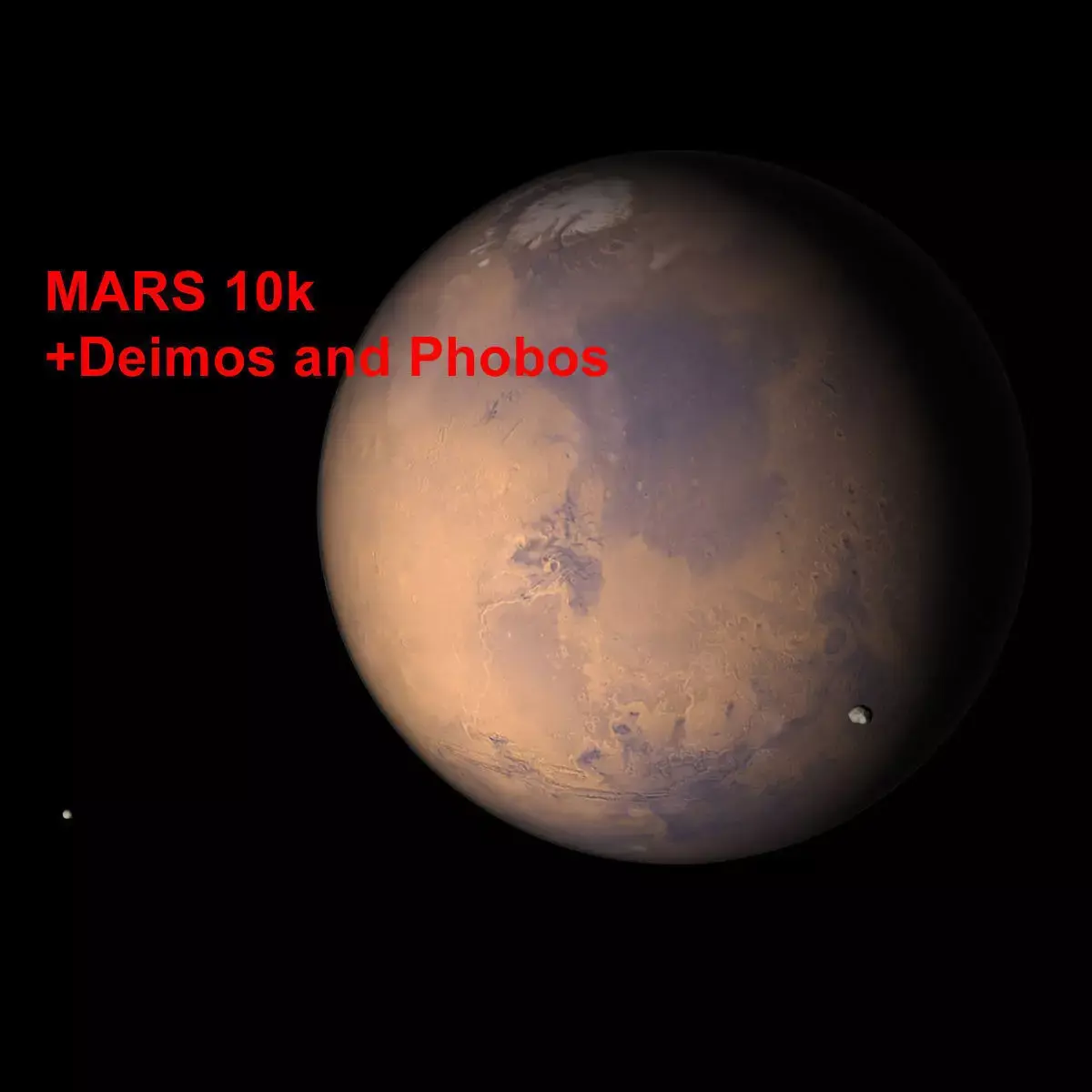 Mars 10k with Deimos and Phobos 3D model