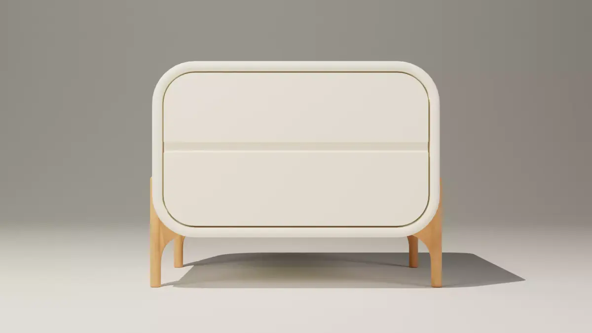 Elegant White Side Table with Wooden Legs - 3D Furniture Model Free 3D model