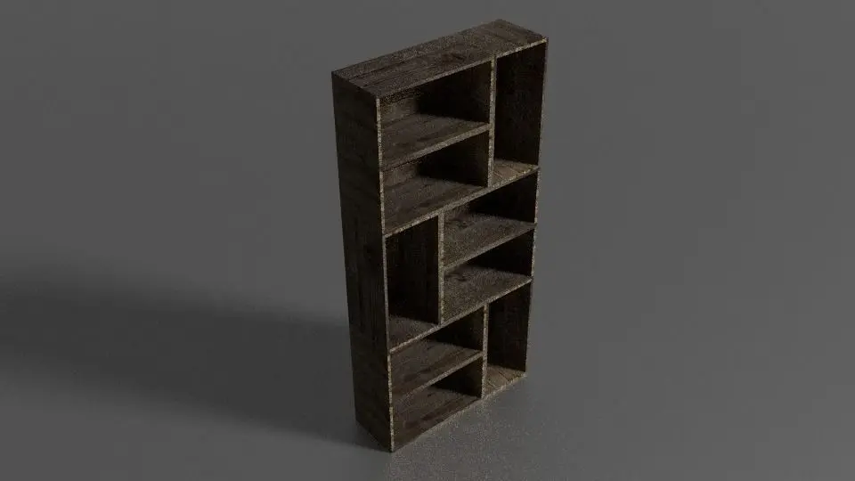 Wooden bookcase Free low-poly 3D model