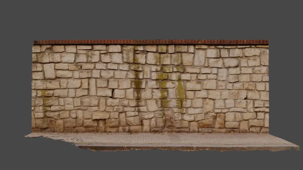 Stone wall and stone path scan  Free 3D model