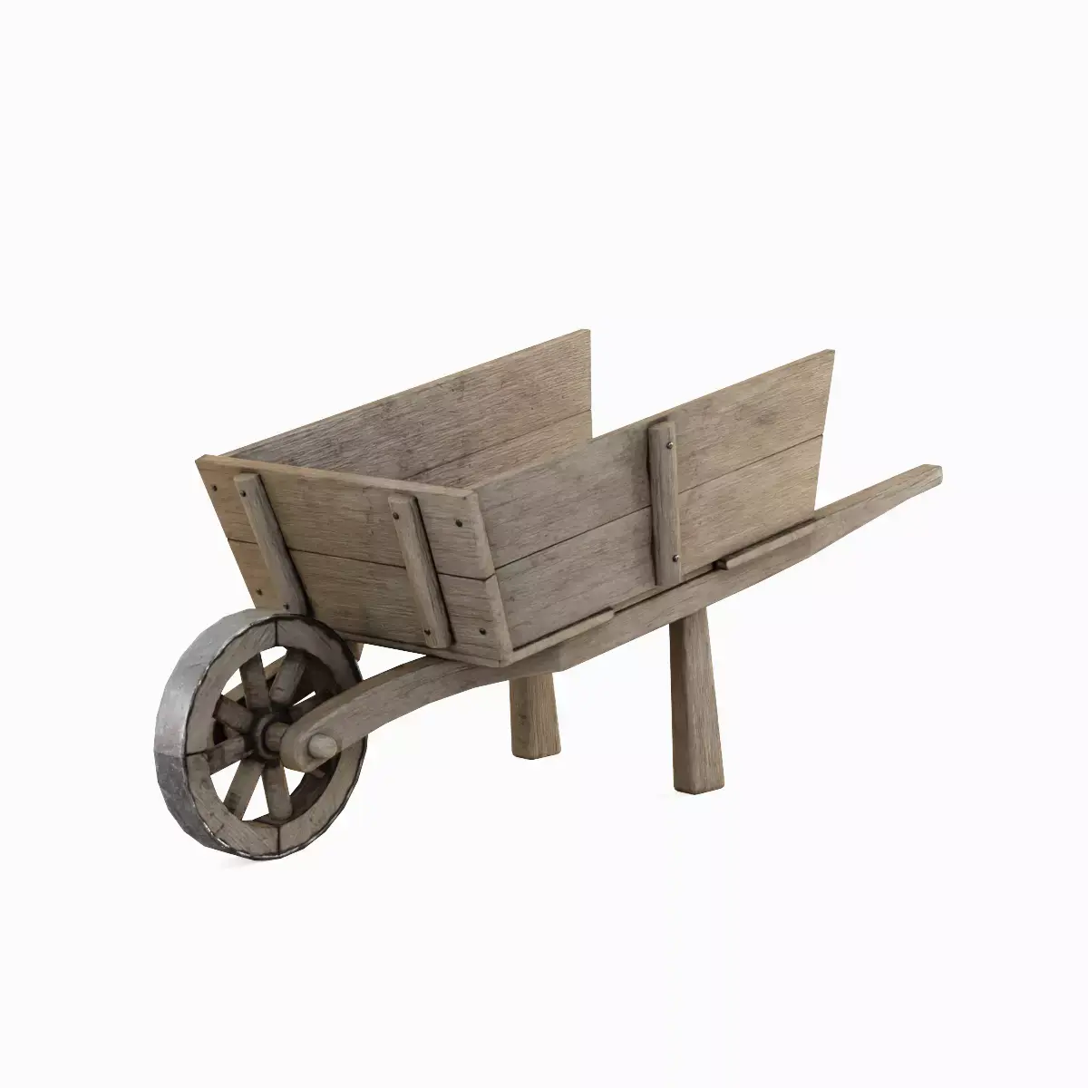 Medieval Wooden Cart 03 Low-poly 3D model