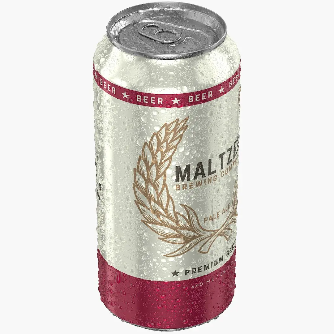 Standard Beer Can With Droplets 440ml 3D model purchase