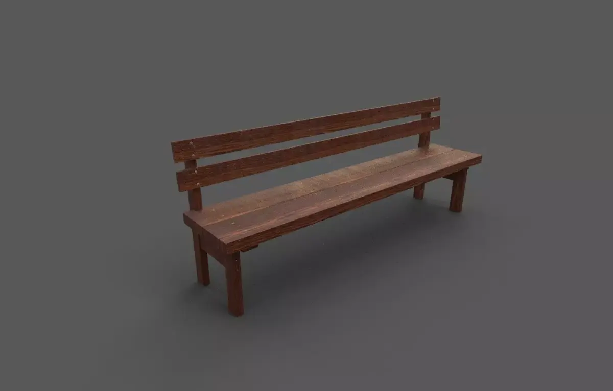 Old Wood Bench Low-poly 3D model get