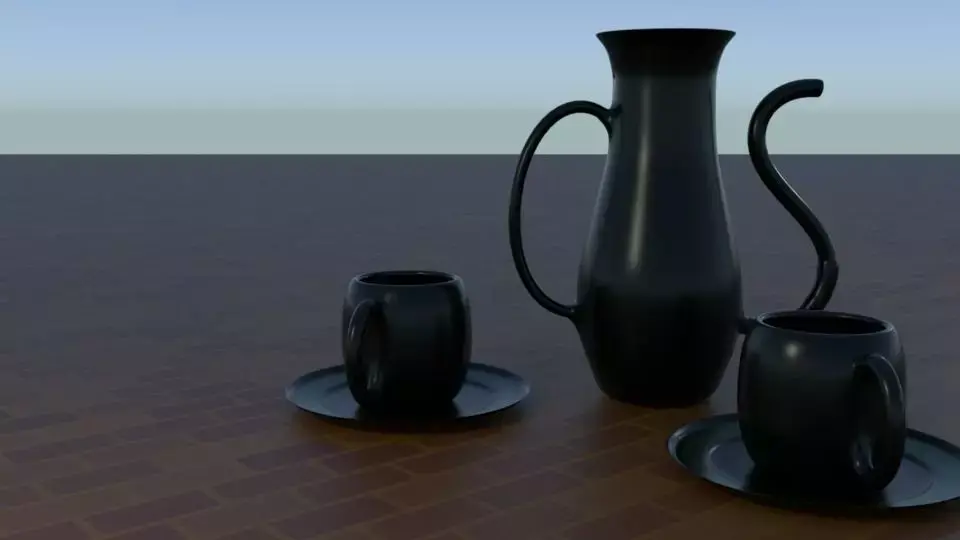Ornate tea set Free low-poly 3D model