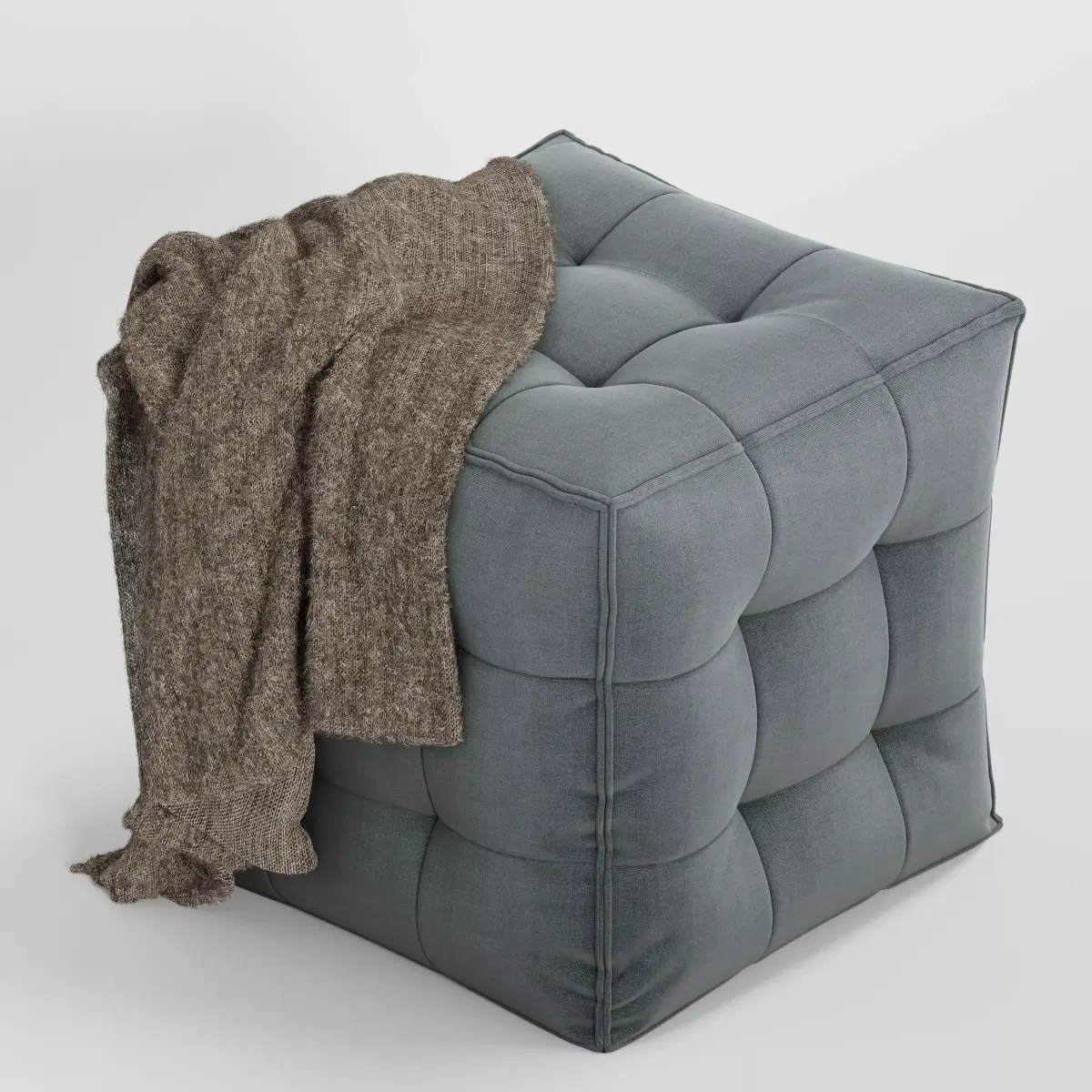 Pouf with throw Low-poly 3D model