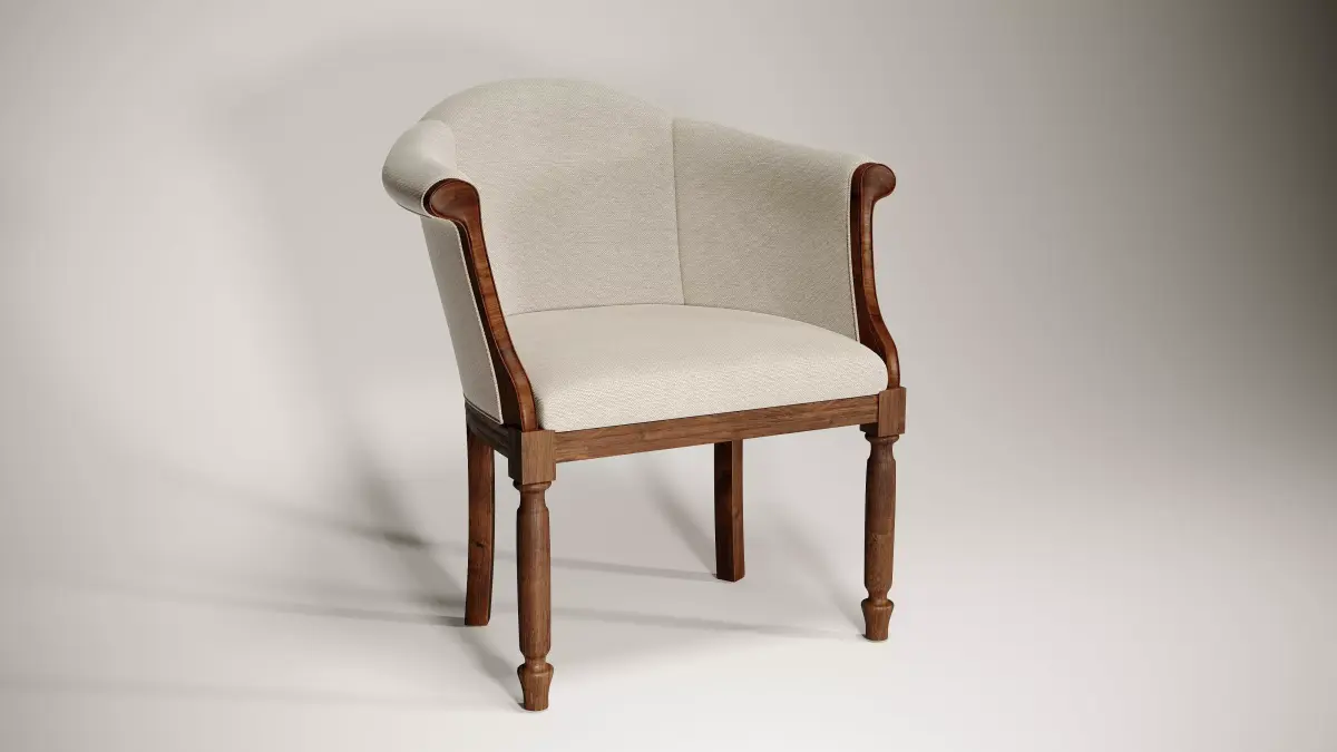 3D armchair chair with fabric and wooden legs Free 3D model