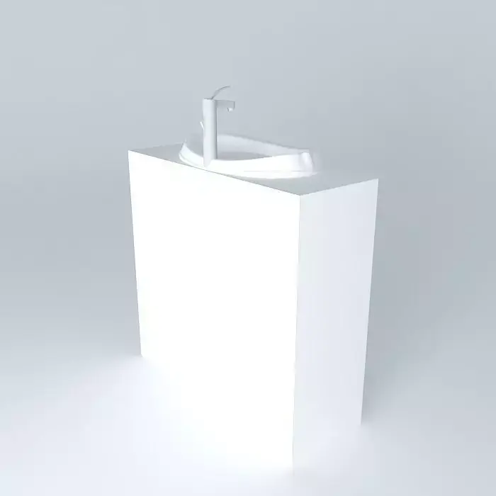 White modern sink  Free 3D model