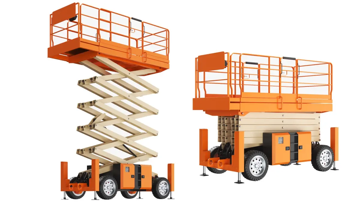 Detailed Scissor Lift Opened And Closed 3D model