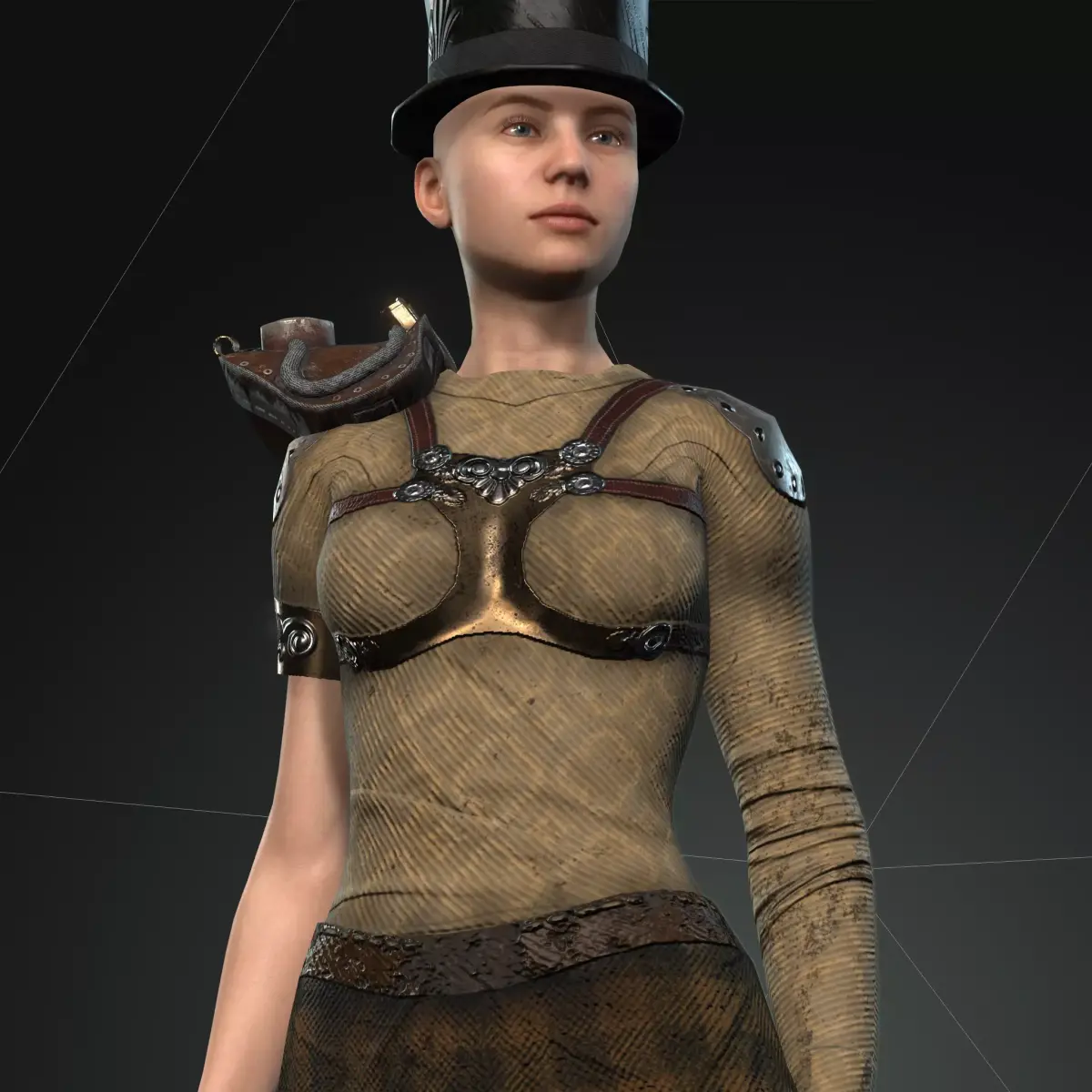 Steampunk rigged character Low-poly 3D model shop