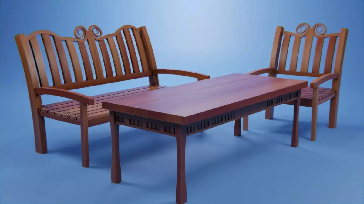 Set Wooden Furniture 9 3D model