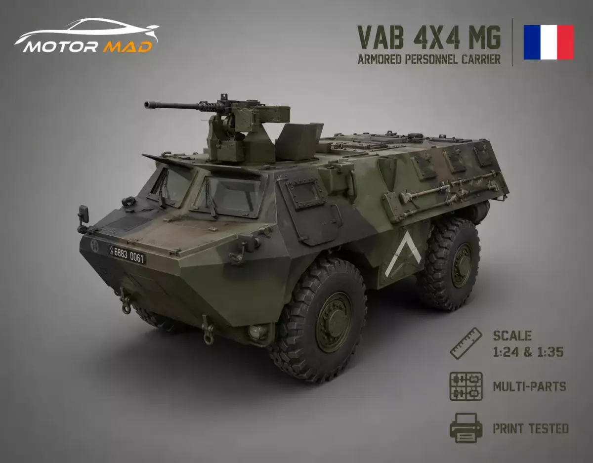VAB 4x4 MG - French Armored Personnel Carrier 3D print model