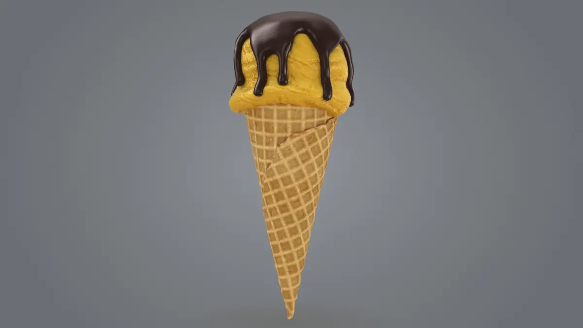 Ice Cream Ball in Waffle Cone 3D model