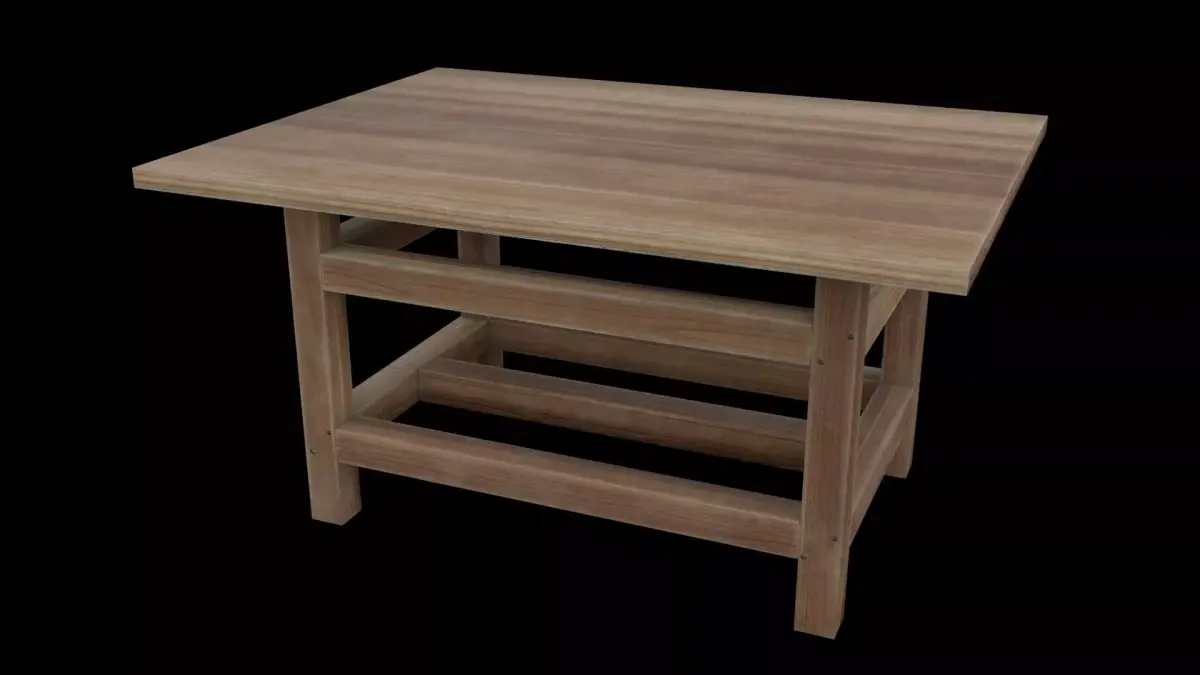 Worn wood table Free low-poly 3D model