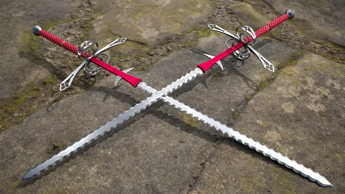 Austrian Flamberge Zweihander dated 1595 Game Ready 3D Model Low-poly 3D model