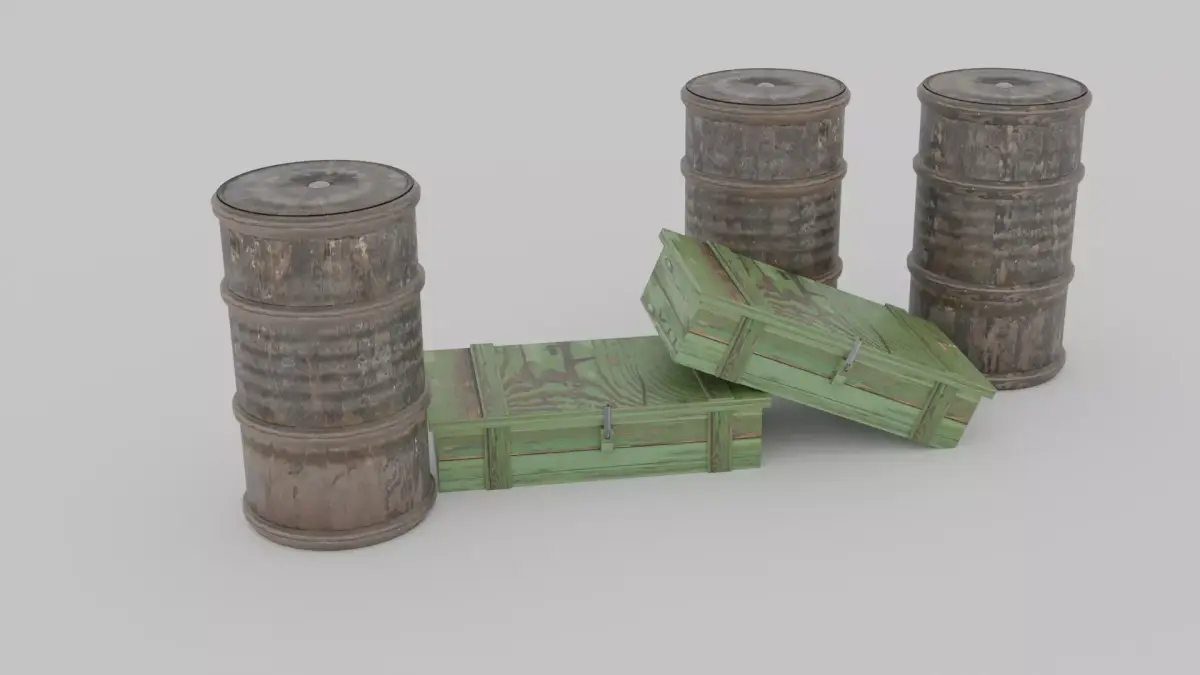 barrels and boxes  3D model