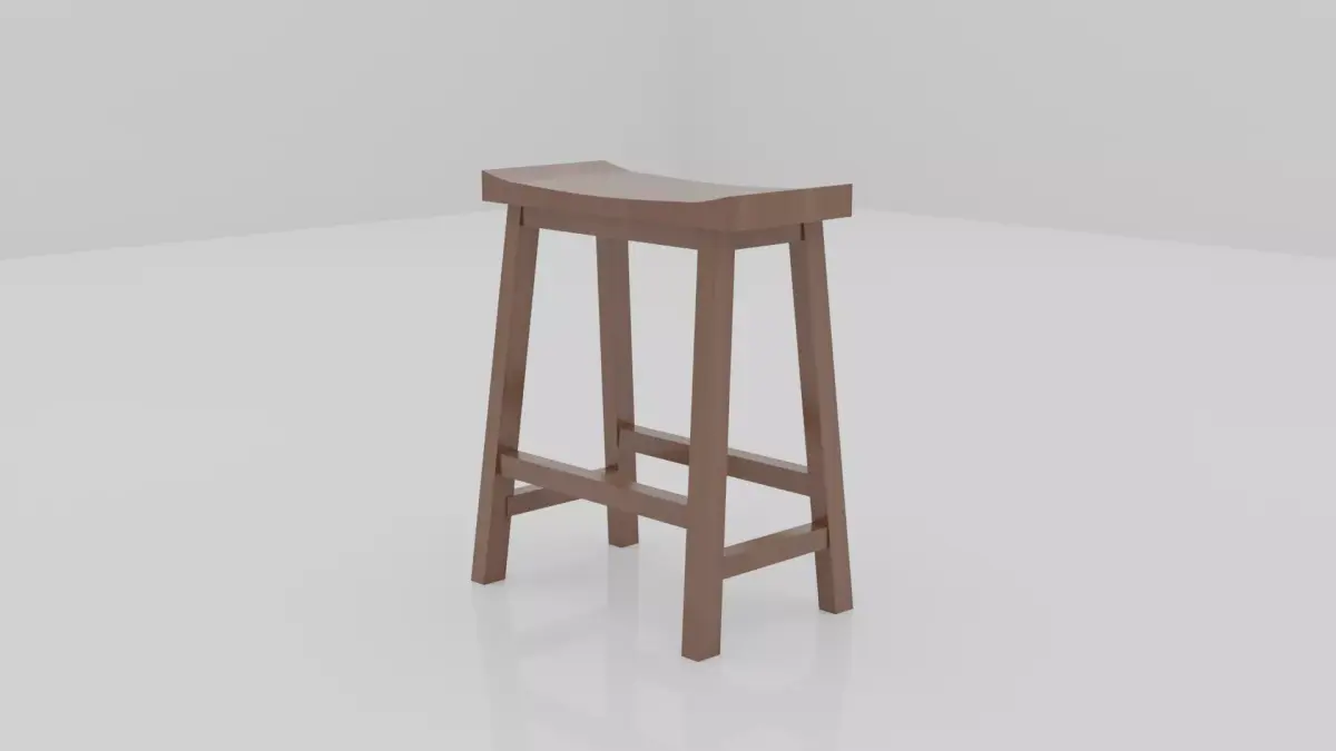 Chair wooden bar stool Free low-poly 3D model