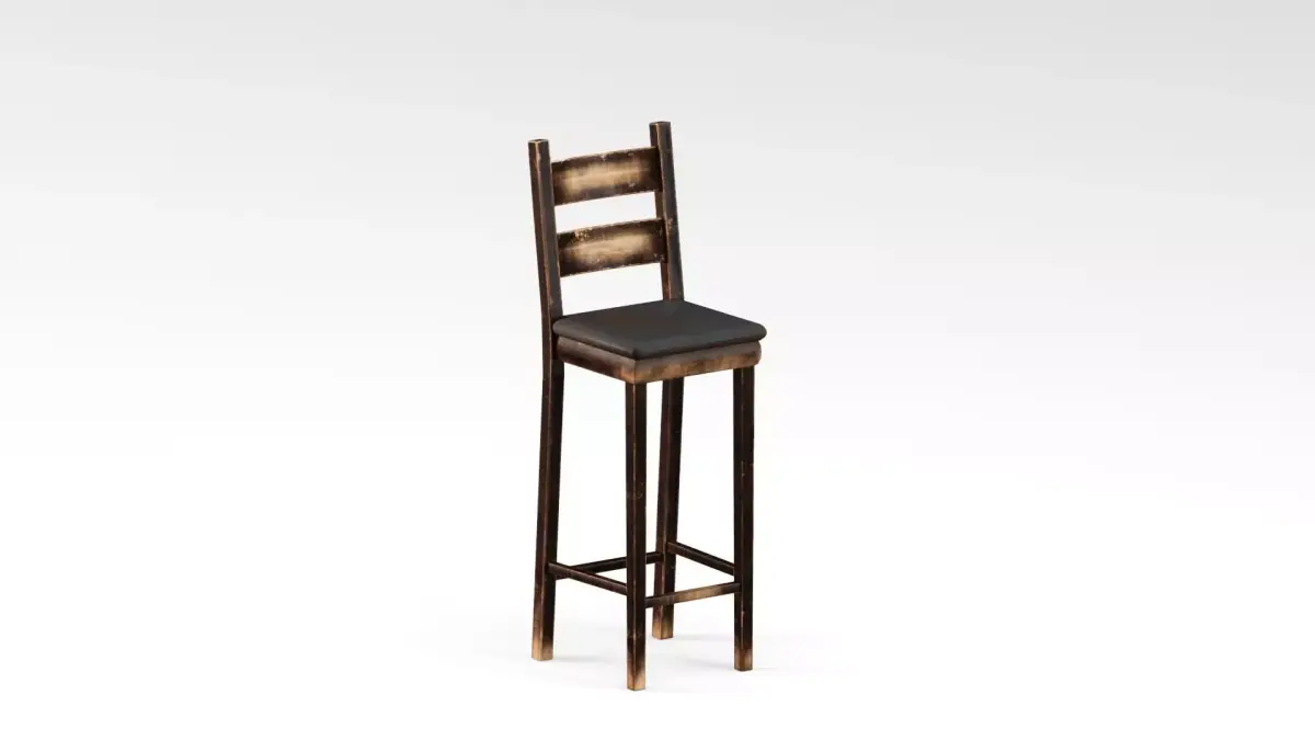 S00034 Wooden Bar Stool Lowpoly Free low-poly 3D model
