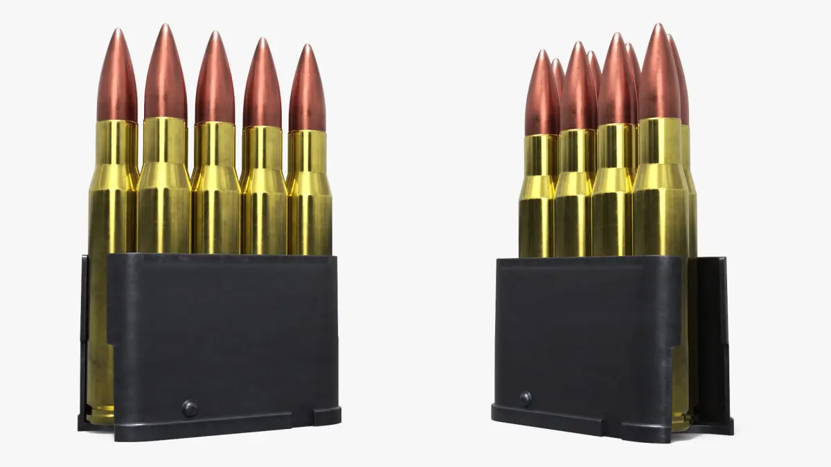 Rifle Ammo Clip with Cartridges 30-06 3D model