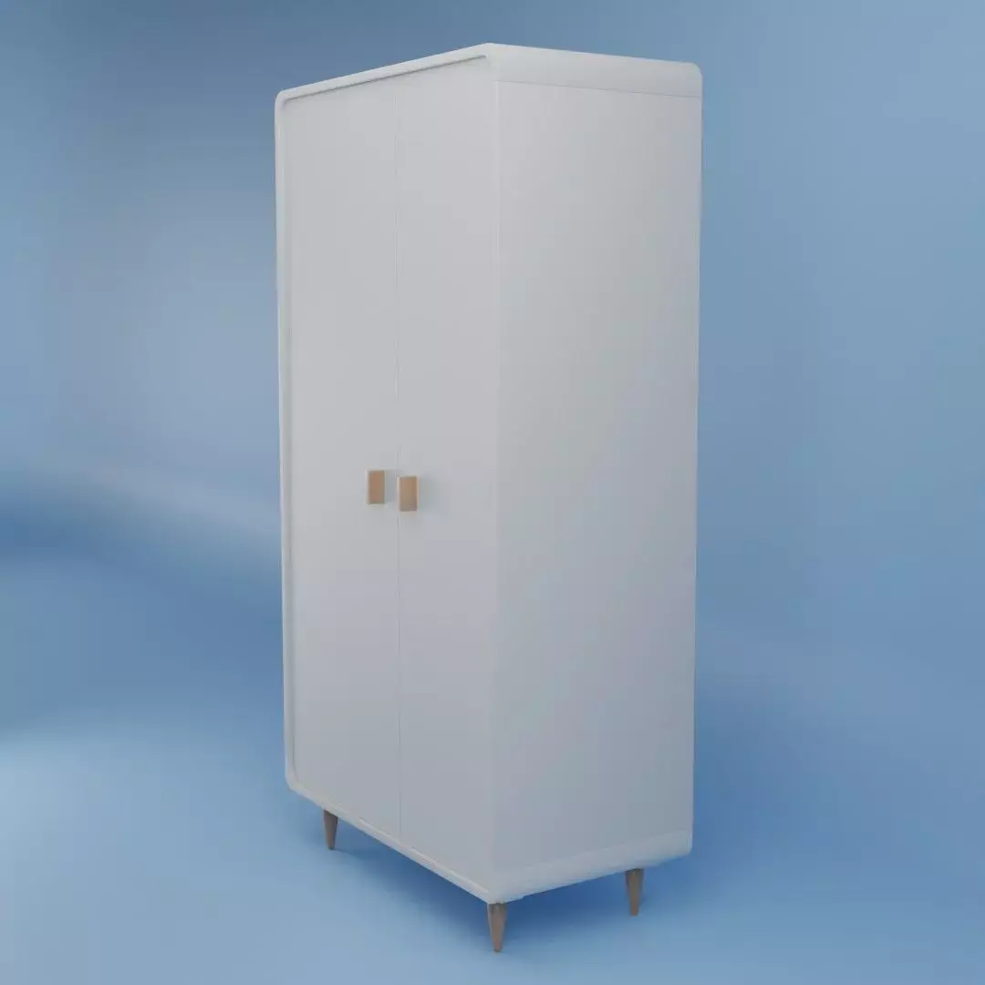 White MDF Wardrobe CL110 Free 3D model