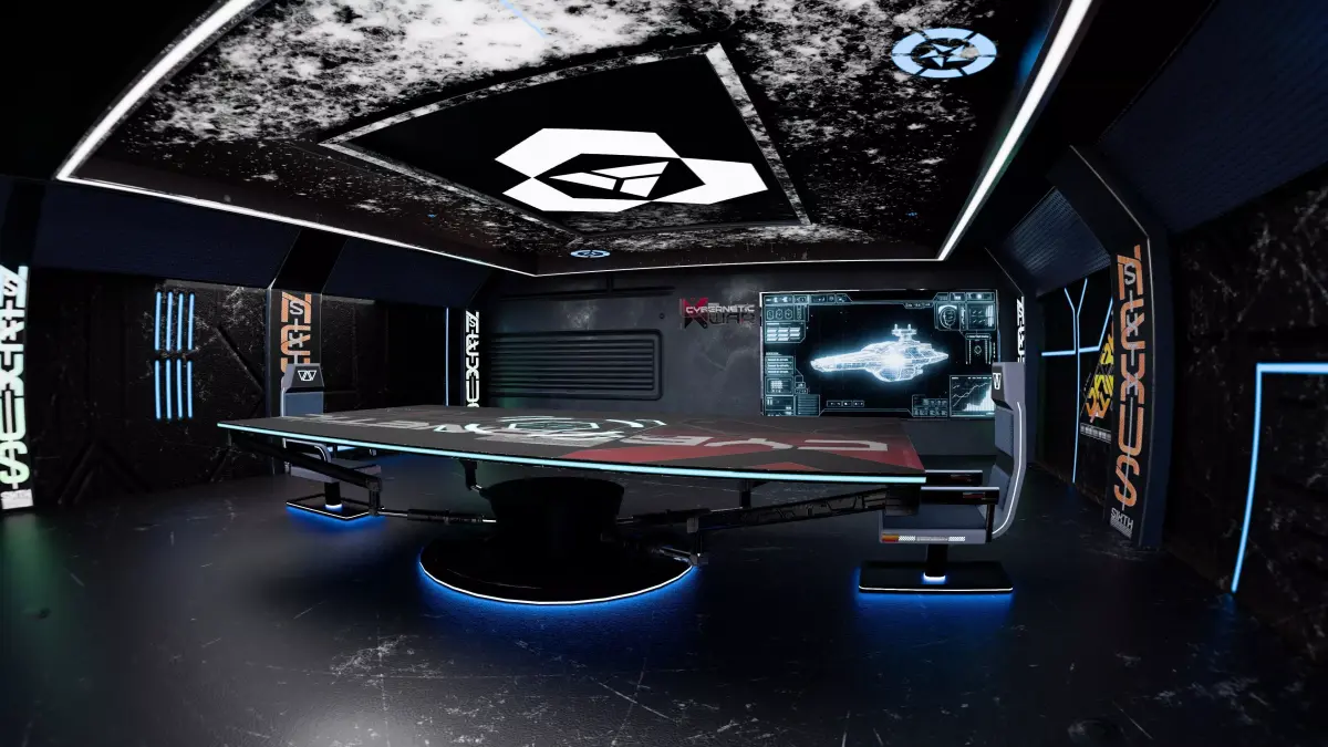 Sci-Fi Cybernetic Command Center Futuristic Holographic Briefing Low-poly 3D model