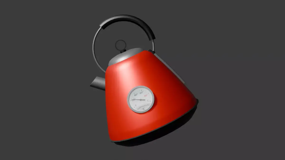Red Kettle Low-poly 3D model