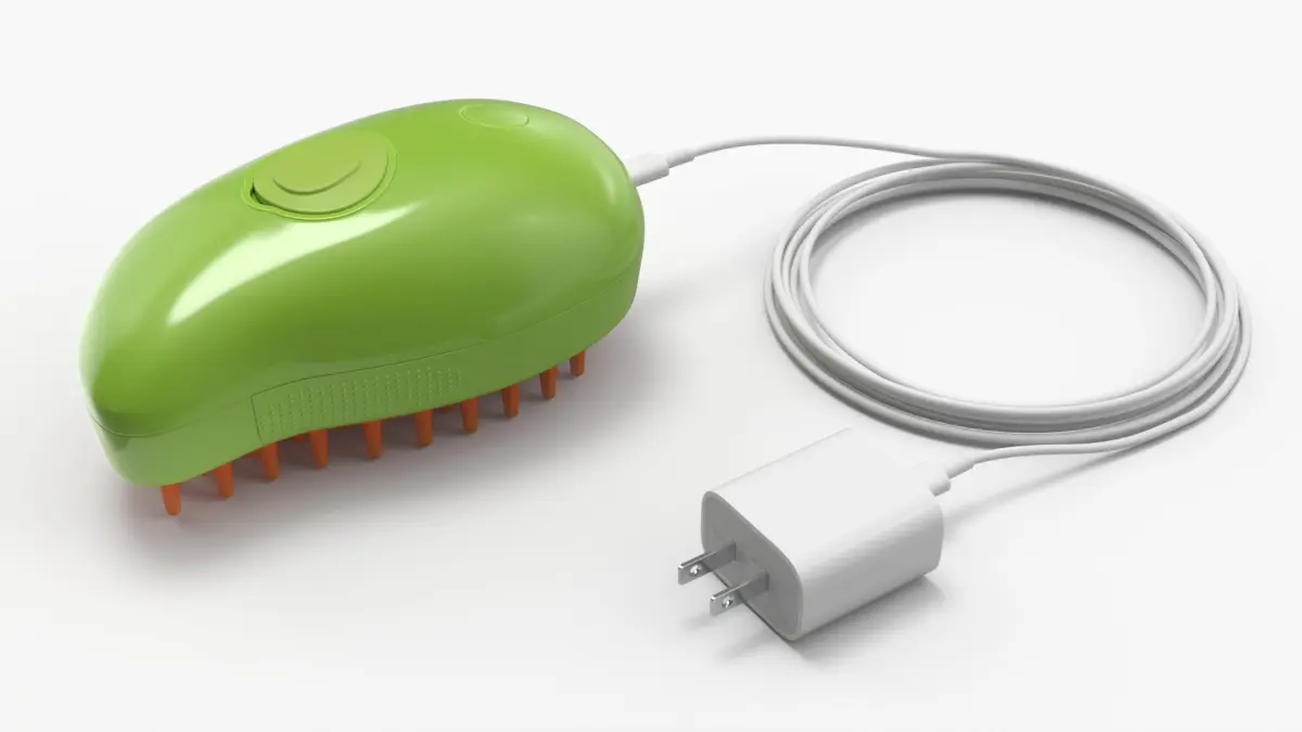 Pet Grooming Steam Brush with Charger Green 3D model