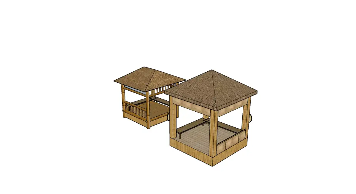 Bamboo Wooden Rattan Gazebo Traditional Outdoor 3D Model Free 3D print model